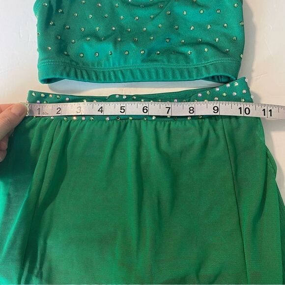 The Line up solo dance custom costume kelly green 2 piece maxi skirt leotard 10 - Picture 14 of 15